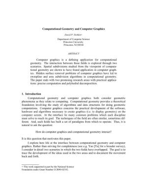 Computational Geometry and Computer Graphics by Dobkin