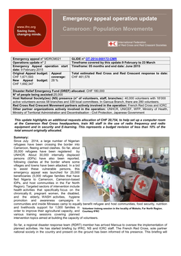 Emergency Appeal Operation Update Cameroon: Population Movements