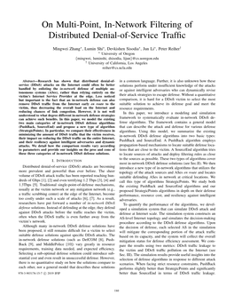 On Multi-Point, In-Network Filtering of Distributed Denial-Of-Service Traffic