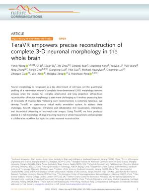 Teravr Empowers Precise Reconstruction of Complete 3-D Neuronal Morphology in the Whole Brain