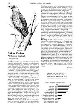 African Cuckoos in Other Than Woodland Habitats May Be Based on Misiden- Tifications Or on Nonbreeding Visitors and Vagrants