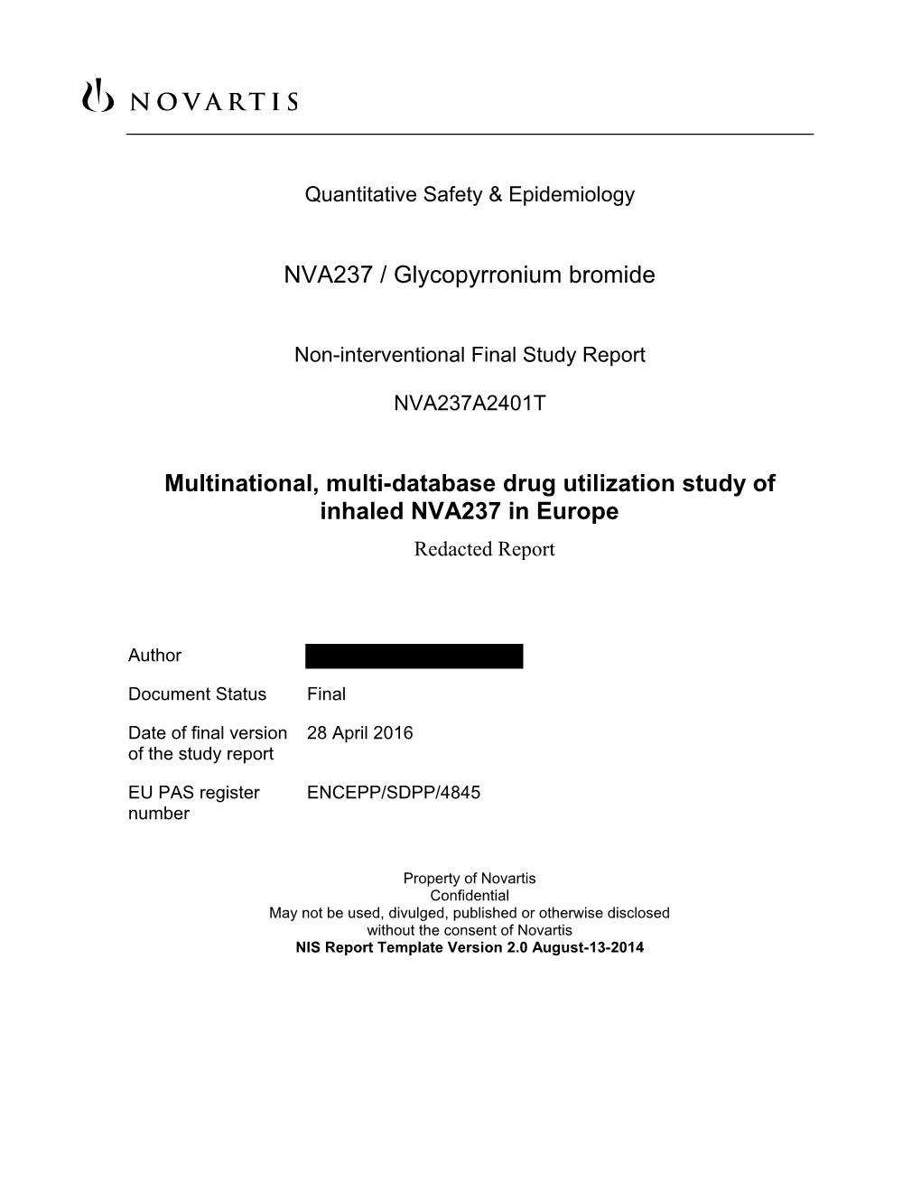 NVA237 / Glycopyrronium Bromide Multinational, Multi-Database Drug