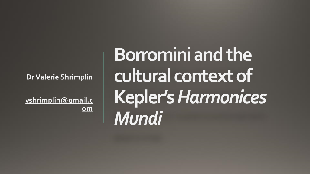 Borromini and the Cultural Context of Kepler's Harmonices Mundi