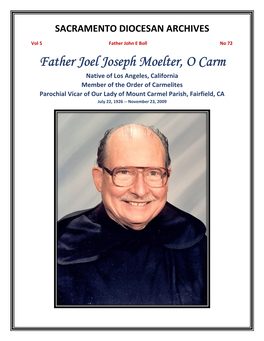 Vol 5, No 72 Fr. Joel Joseph Moelter, O.Carm