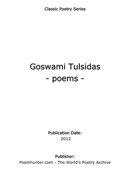 Goswami Tulsidas - Poems