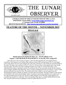 Feature of the Month – November 2015 Pico E & Β