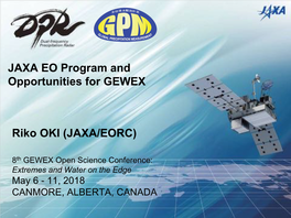 JAXA EO Program and Opportunities for GEWEX
