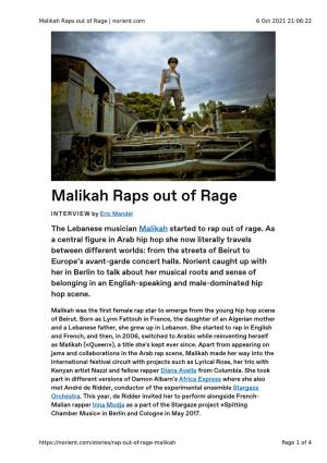 Malikah Raps out of Rage | Norient.Com 6 Oct 2021 21:06:22