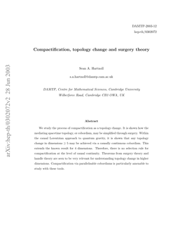 Compactification, Topology Change and Surgery Theory