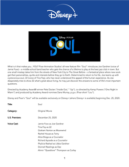 Pixar Animation Studios' All-New Feature Film “Soul