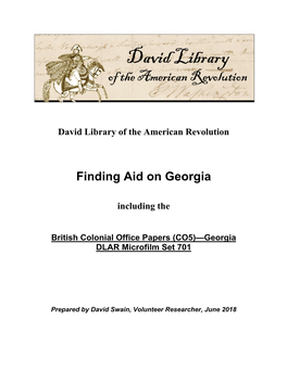British Colonial Office Georgia Records Finding
