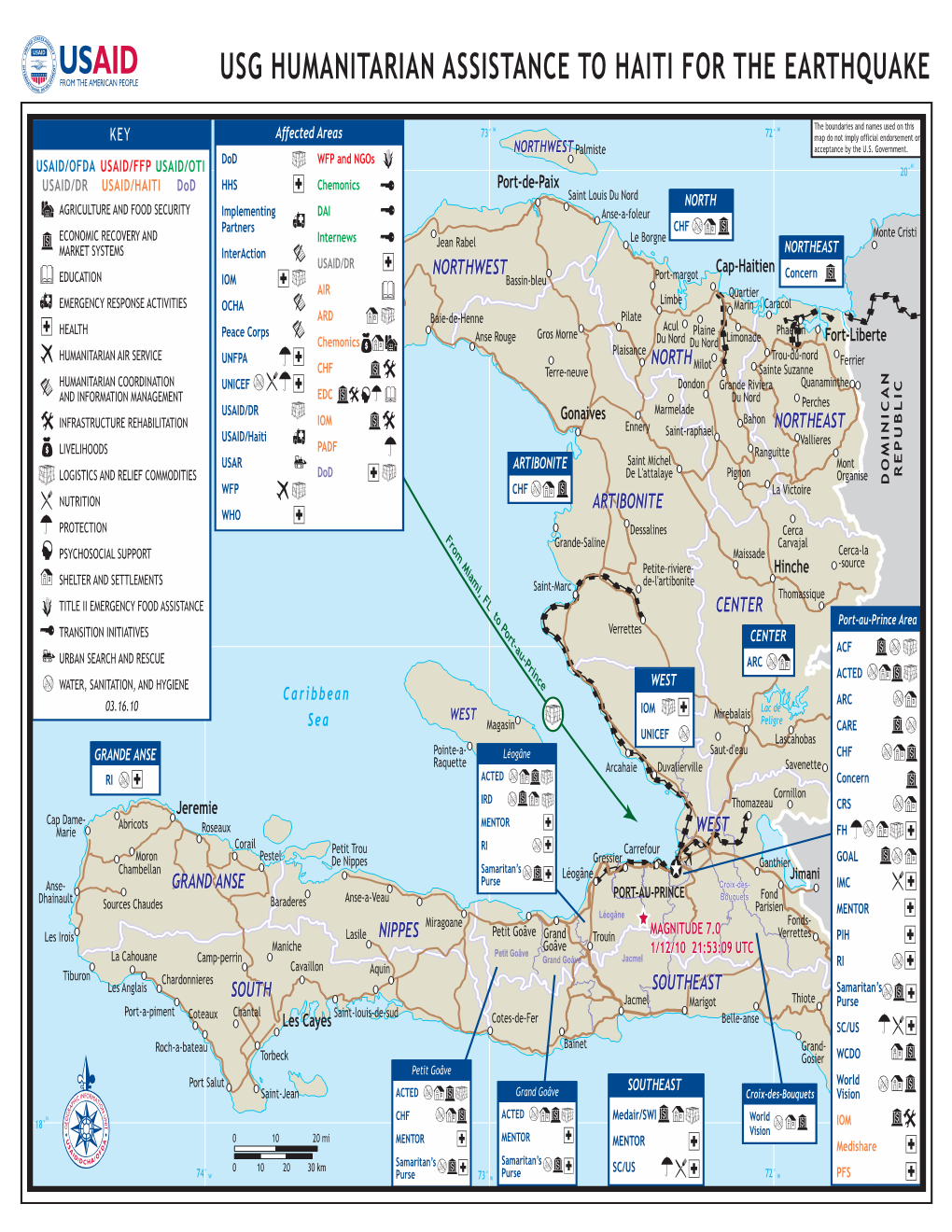 USAID/OFDA Haiti Earthquake Program Map 3/16/2010