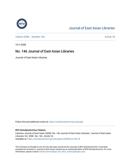 No. 146 Journal of East Asian Libraries