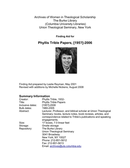 Phyllis Trible Papers, [195?]-2006