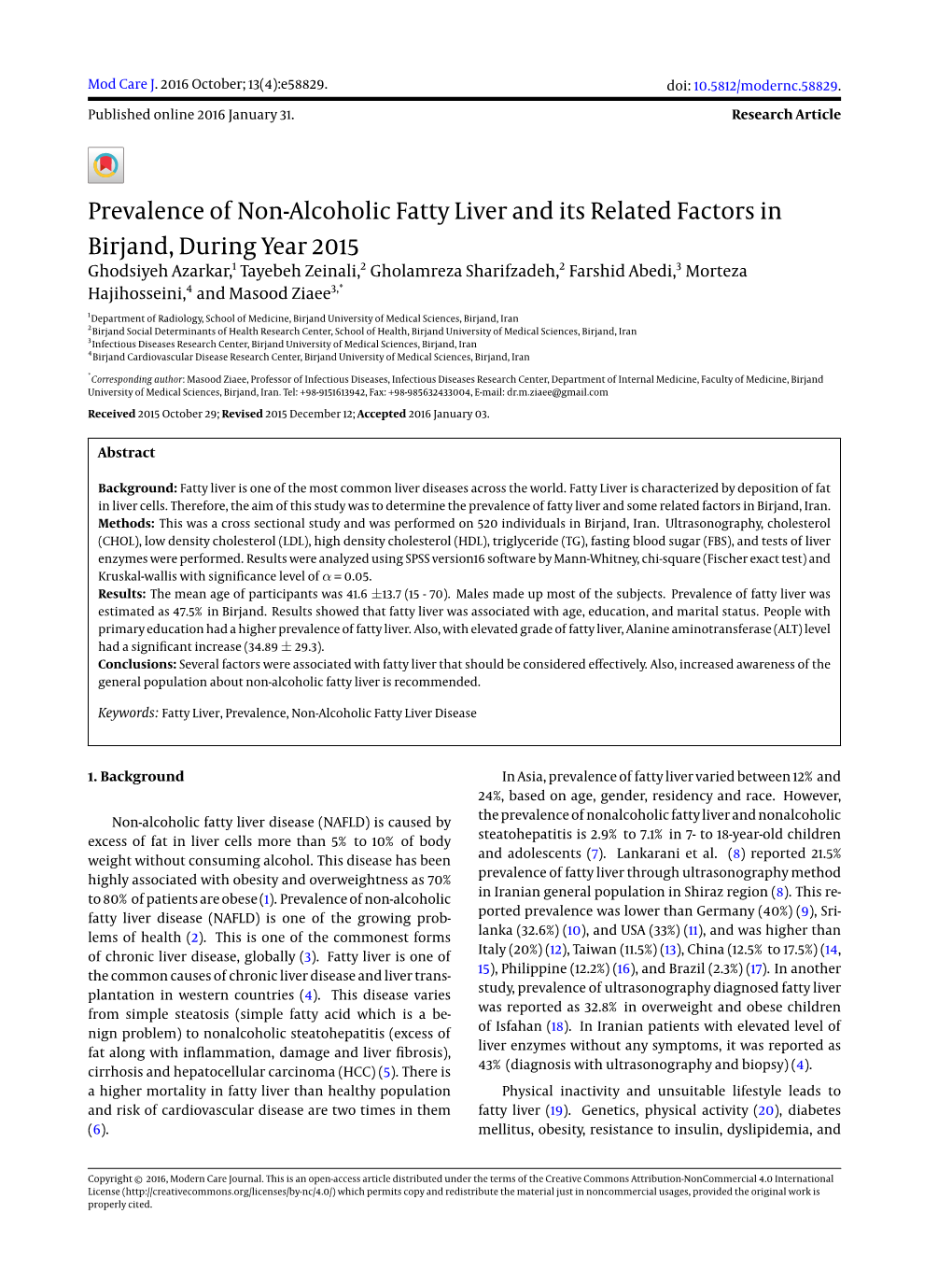 Prevalence of Non-Alcoholic Fatty Liver and Its Related Factors In