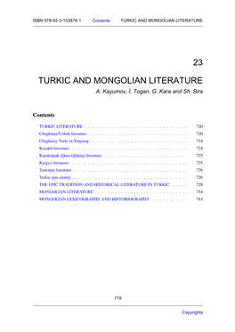 23 Turkic and Mongolian Literature