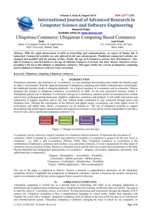 Ubiquitous Commerce: Ubiquitous Computing Based Commerce Dolly Amit Pruthi Deptt