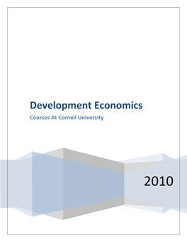 Development Economics Courses at Cornell University