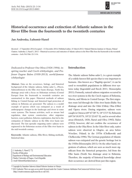 Historical Occurrence and Extinction of Atlantic Salmon in the River Elbe from the Fourteenth to the Twentieth Centuries