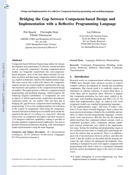 [Lirmm-00862477, V1] Bridging the Gap Between Component-Based Design and Implementation with a Reflective Programming Language