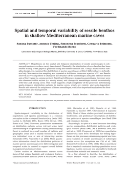 Spatial and Temporal Variability of Sessile Benthos in Shallow Mediterranean Marine Caves