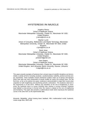 Hysteresis in Muscle