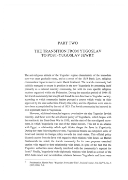 The Transition from Yugoslav to Post-Yugoslav Jev/Ry