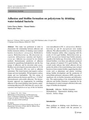 Adhesion and Biofilm Formation On