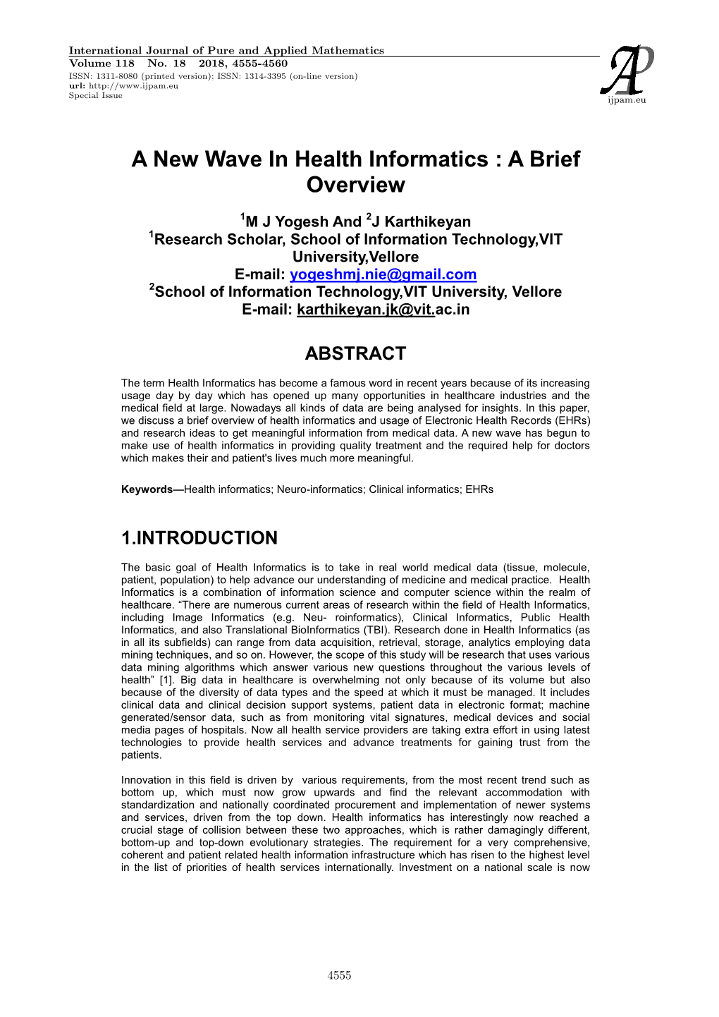 A New Wave in Health Informatics : a Brief Overview