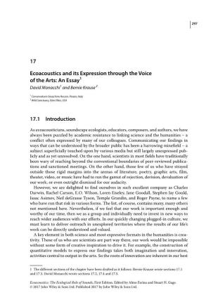 Ecoacoustics and Its Expression Through the Voice of the Arts: an Essay1 David Monacchi1 and Bernie Krause 2
