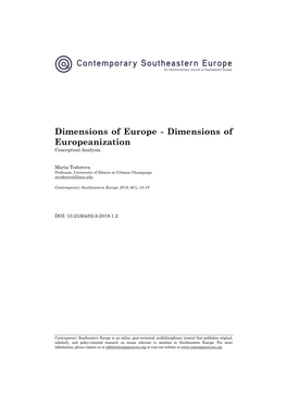 Dimensions of Europe - Dimensions of Europeanization Conceptual Analysis
