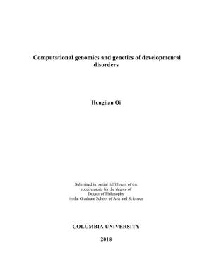 Computational Genomics and Genetics of Developmental Disorders