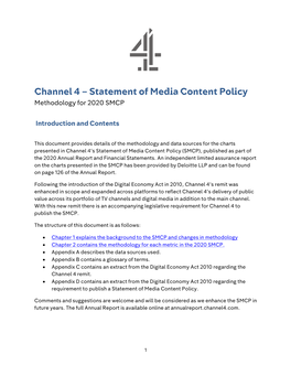 Statement of Media Content Policy Methodology for 2020 SMCP