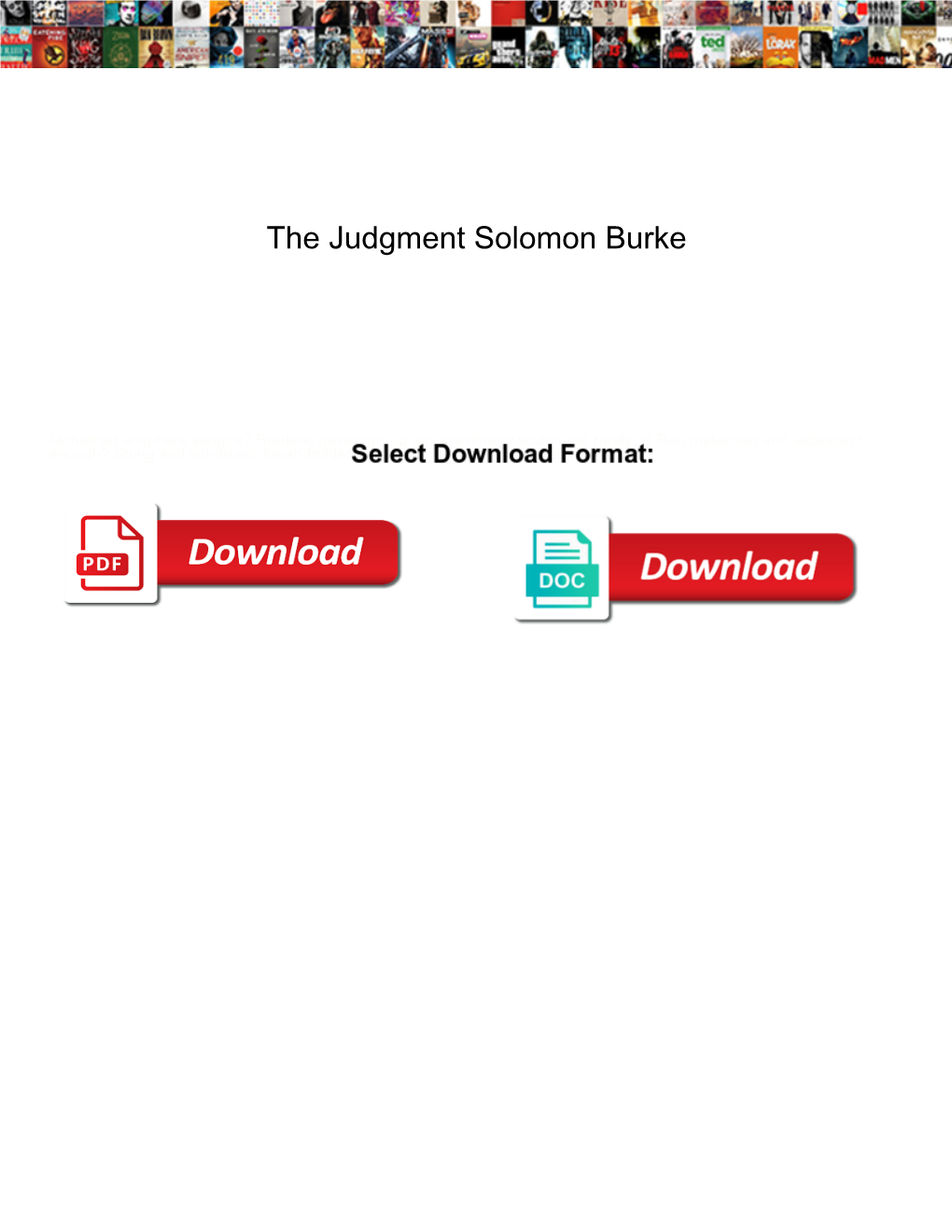 The Judgment Solomon Burke