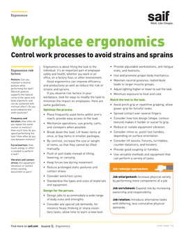 Workplace Ergonomics Control Work Processes to Avoid Strains and Sprains