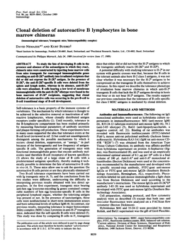 Clonal Deletion of Autoreactive B Lymphocytes in Bone Marrow