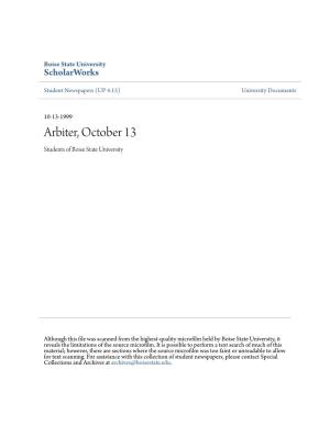 Arbiter, October 13 Students of Boise State University