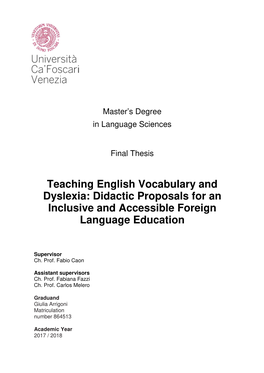 2. Foreign Language Vocabulary Acquisition and Dyslexia