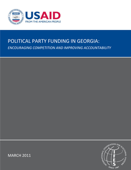 Political Party Funding in Georgia: Encouraging Competition and Improving Accountability