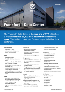 Frankfurt 1 Data Center DATA SHEET