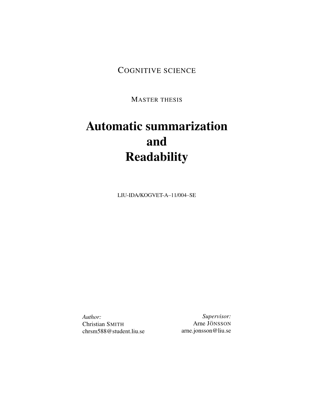 Automatic Summarization and Readability