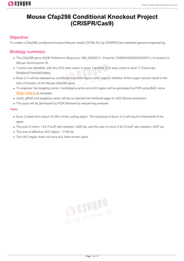 Mouse Cfap298 Conditional Knockout Project (CRISPR/Cas9)