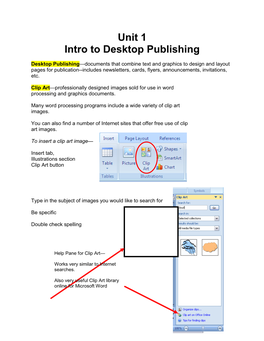 Unit 1 Intro to Desktop Publishing