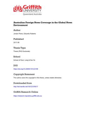 Australian Foreign News Coverage in the Global News Environment