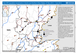 New IDP Population Movements in Kachin and Northern Shan States: 27 Nov 2012 - 7 Jan 2013