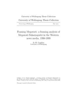 Framing Megawati: a Framing Analysis of Megawati Sukarnoputri in the Western News Media, 1998-1999