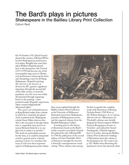 The Bard's Plays in Pictures: Shakespeare in the Baillieu Library