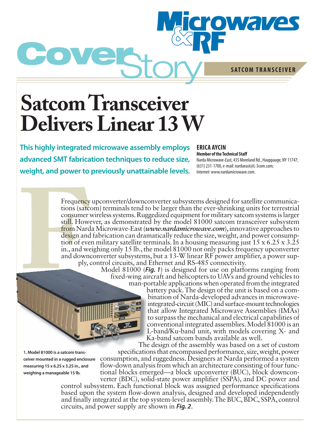 Satcom Transceiver Delivers Linear 13 W