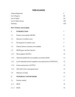 Table of Contents