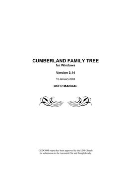 CUMBERLAND FAMILY TREE for Windows
